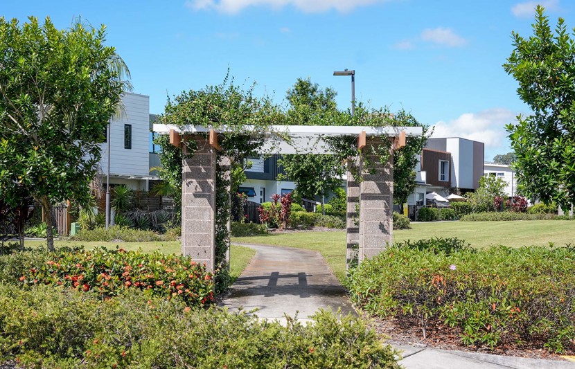 A view of the plants and landscaping at Sunshine Cove