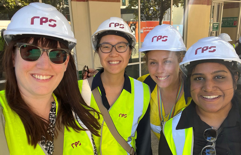 NAWIC Industry site visit: L R Hannah Barber, Arlena Khuu, Michelle Clarke, and Serisha Pederson