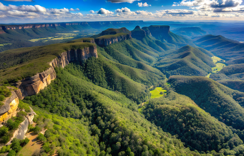 Birdseye view of Australian mountains